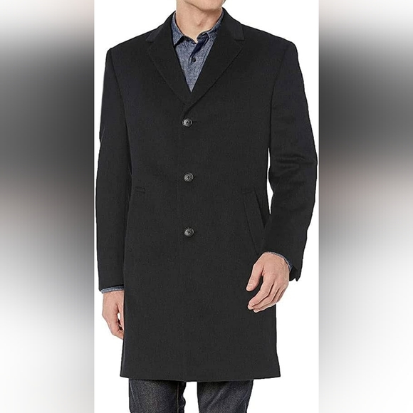 Kenneth Cole Reaction Overcoat, Black 42R - Picture 2 of 6